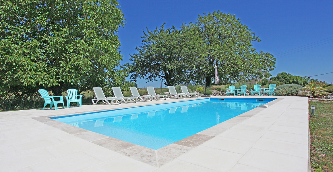 Plenty of sunloungers and shade under the trees