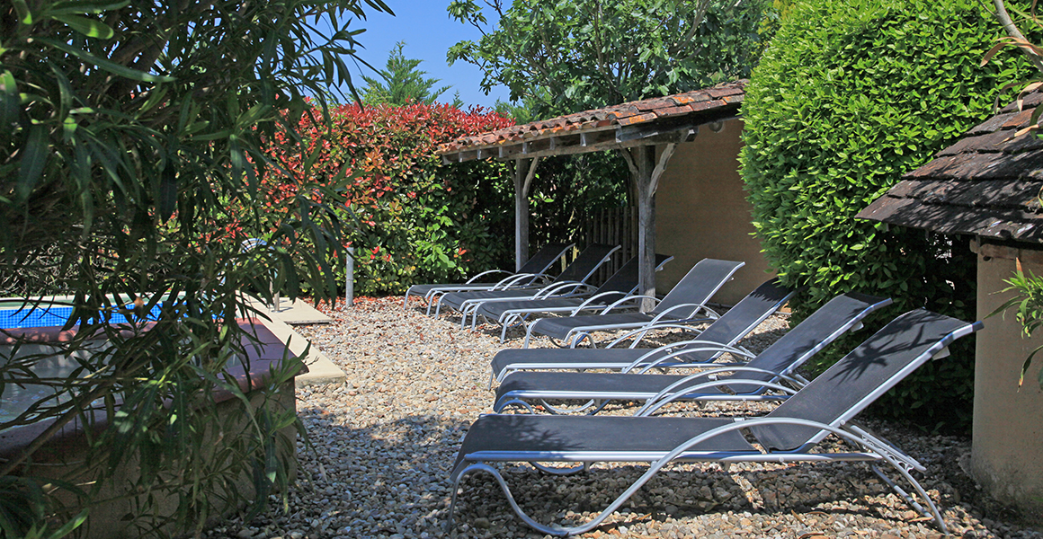 Plenty of sunloungers around the private pool 