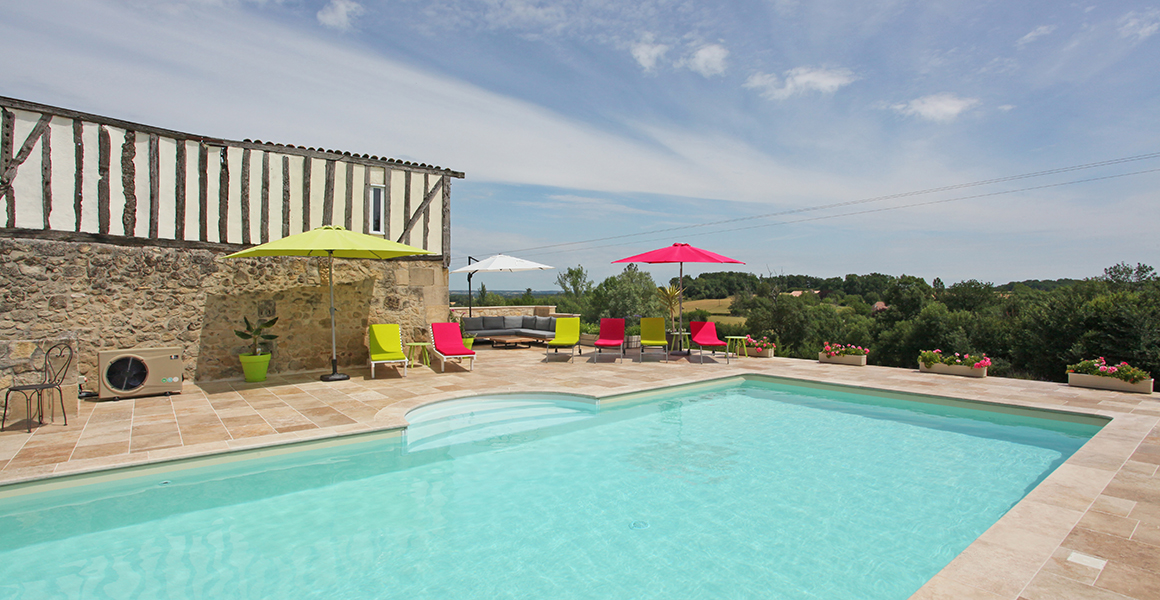 The secluded pool with views to the nearby village