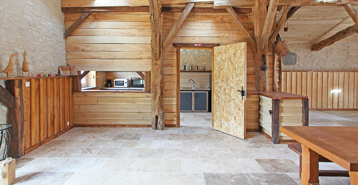 The kitchen area in the barn