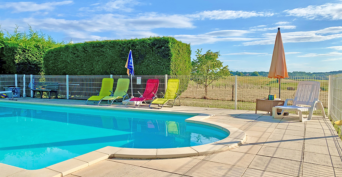 Pool with views across farmland
