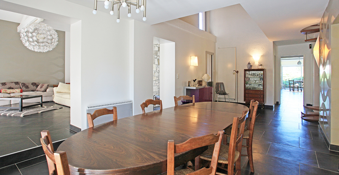 Dining area through to sitting room and entrance hall