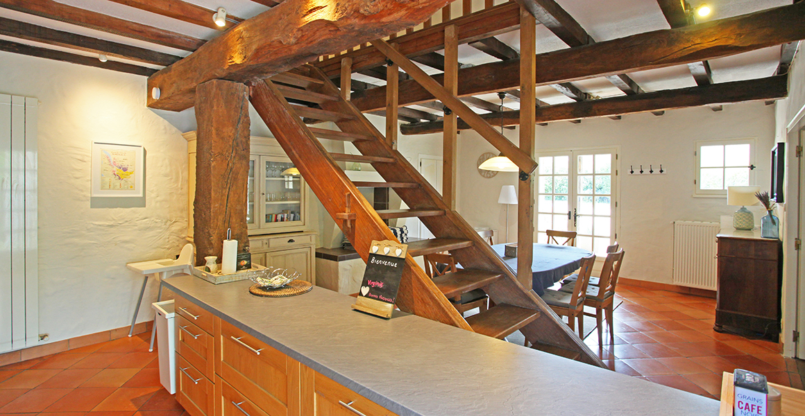 The kitchen and dining area