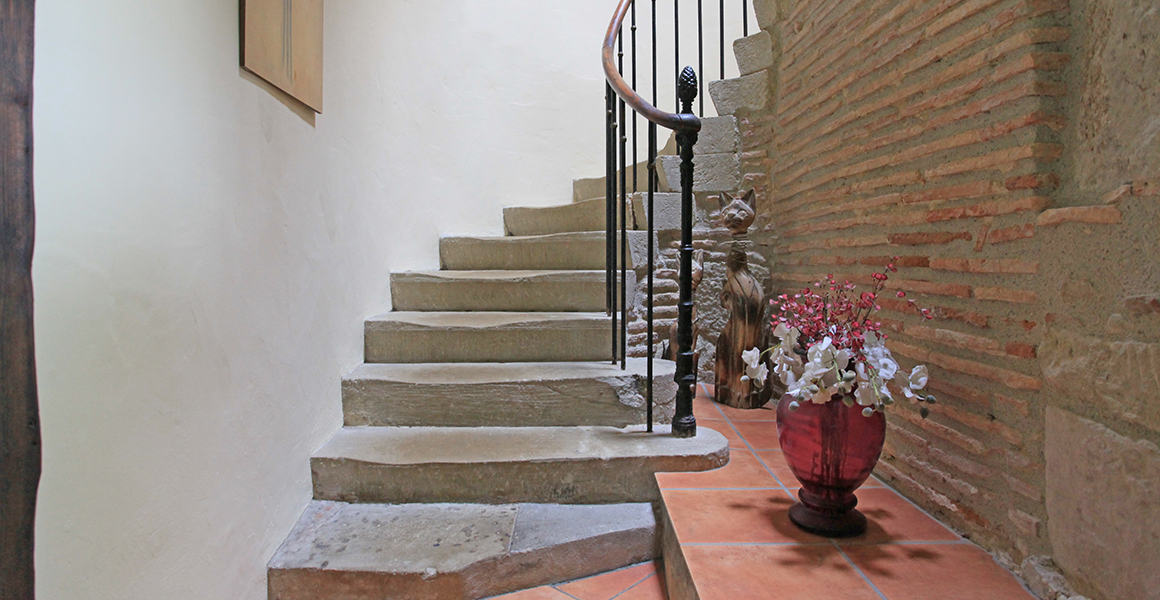 Stone staircase to first floor